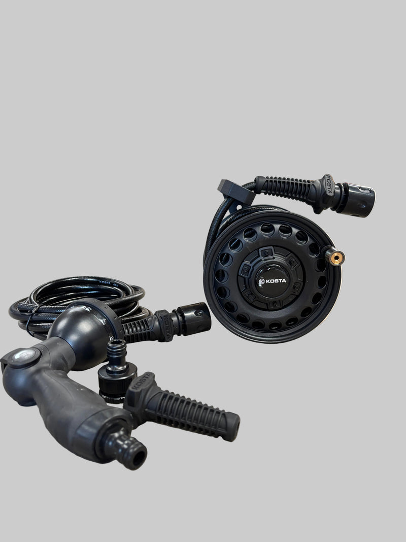 Load image into Gallery viewer, fieldx-kosta-rewind-waterhose-reel-with-nozzle-and-accessories
