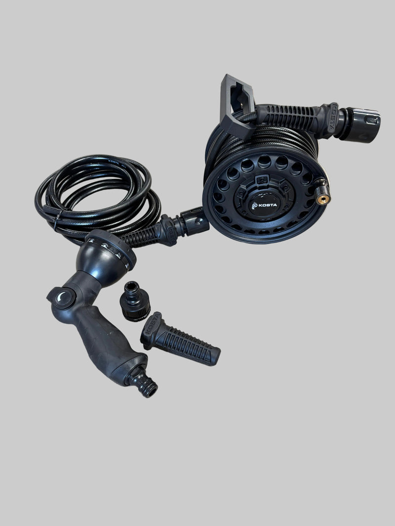 Load image into Gallery viewer, fieldx-kosta-rewind-waterhose-reel-with-nozzle-pipe-accessories
